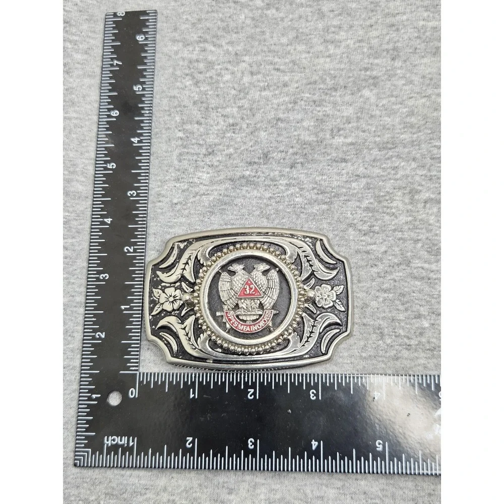 Vintage Masonic 32nd Degree Freemasonry Badge Belt Buckle Scottish Rite